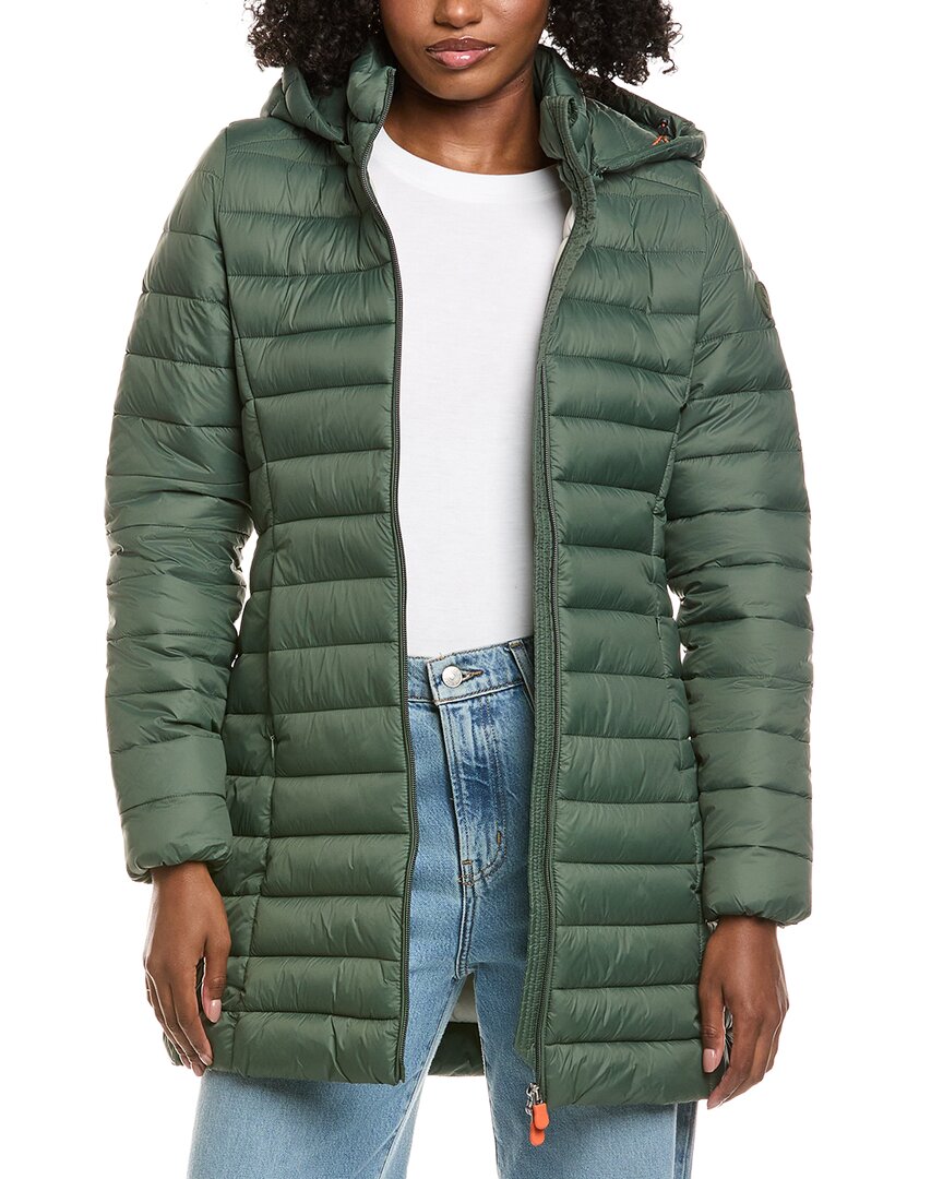 Save The Duck Cate Long Jacket In Green