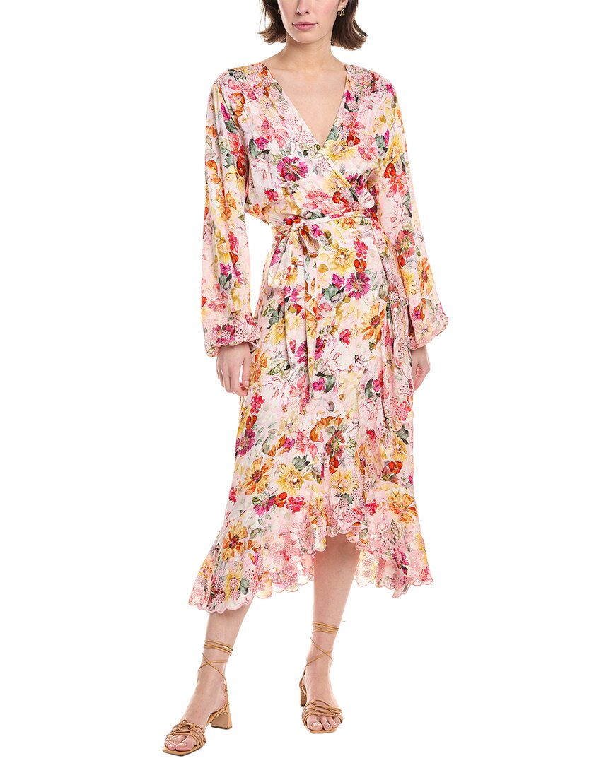 Elie Tahari The Charlotte Embroidered Silk-blend Maxi Dress In Pink