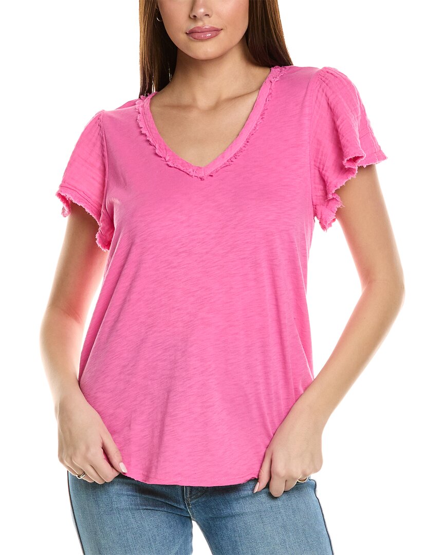 Michael Stars Tate Fabric Mix T-shirt In Pink