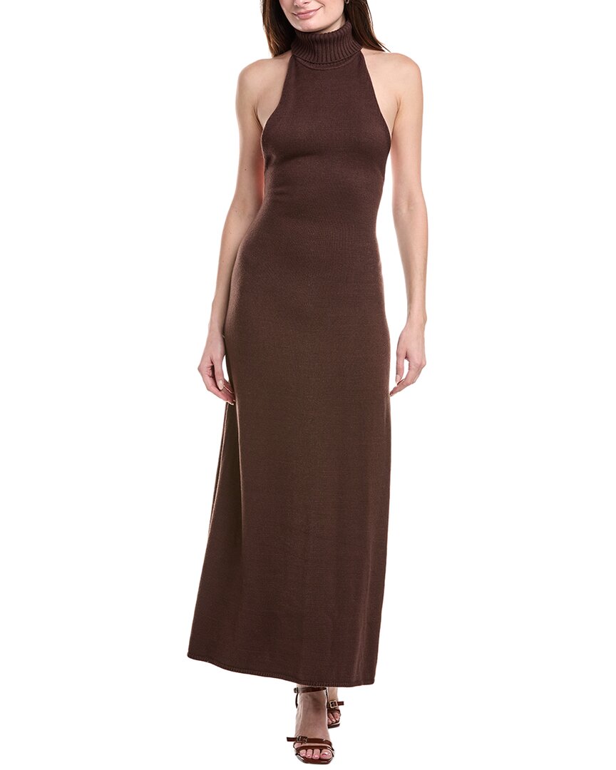 Weworewhat Open Back Halter Maxi Dress In Brown