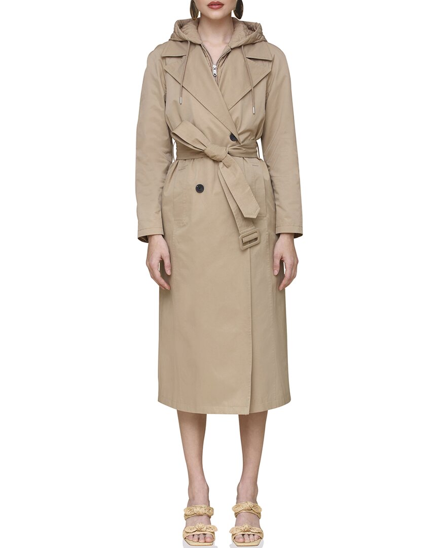 Avec Les Filles Raglan Sleeve Trench Coat In Brown