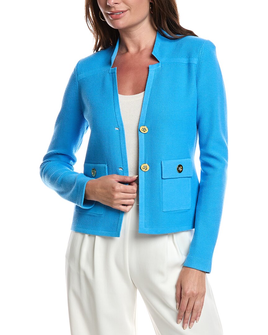 St John St. John Fine Gauge Cardigan In Blue