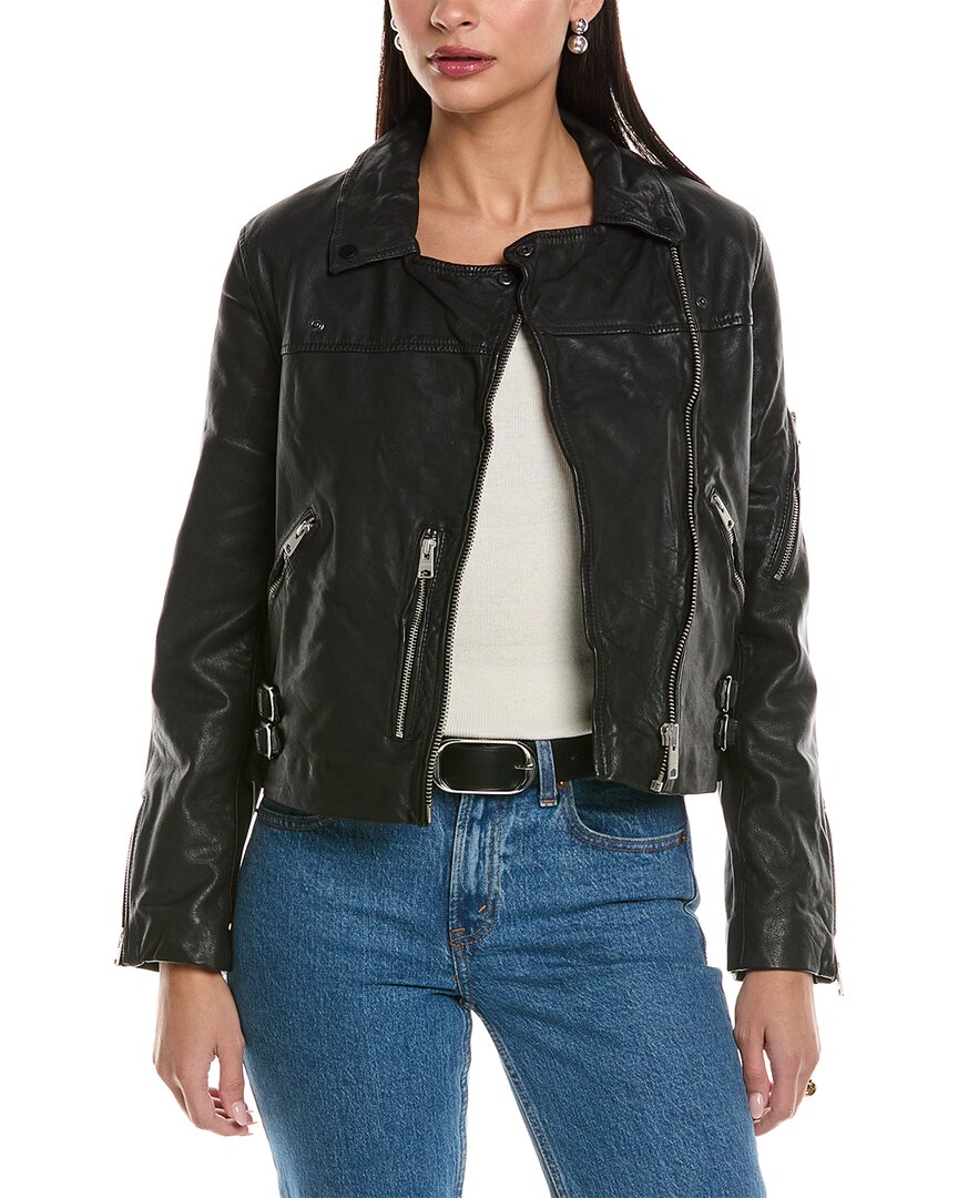 Shop Allsaints Prescott Leather Biker Jacket In Black