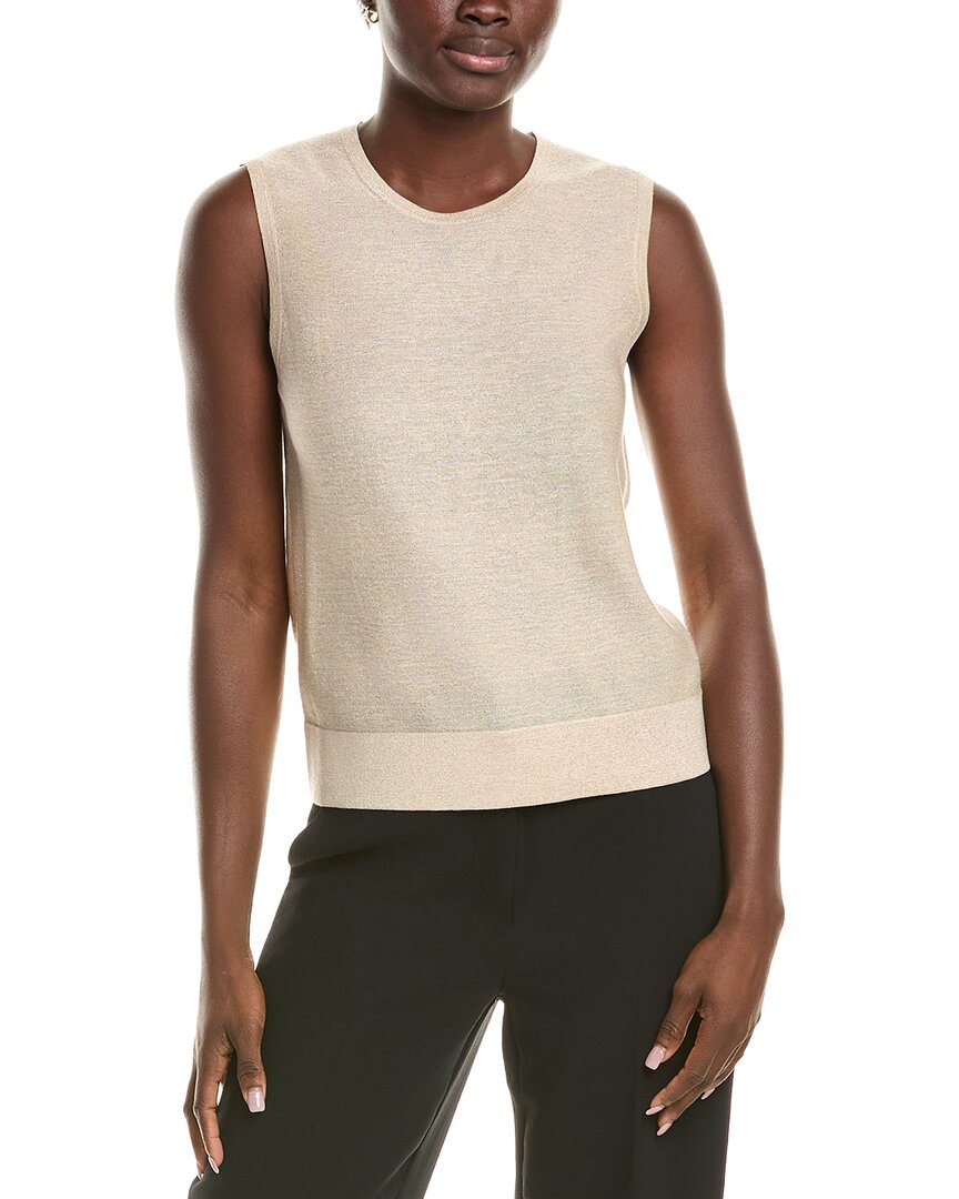 St John St. John Lightweight Lurex Knit Shell In Gold