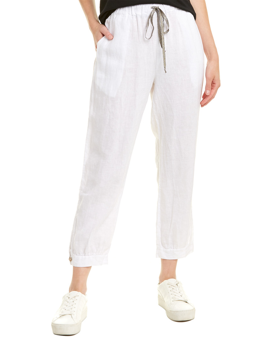 white linen jogger pants