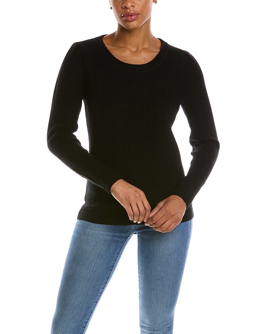 Qi Cashmere Puff Sleeve Wool u0026 Cashmere-blend Sweater In Black | ModeSens