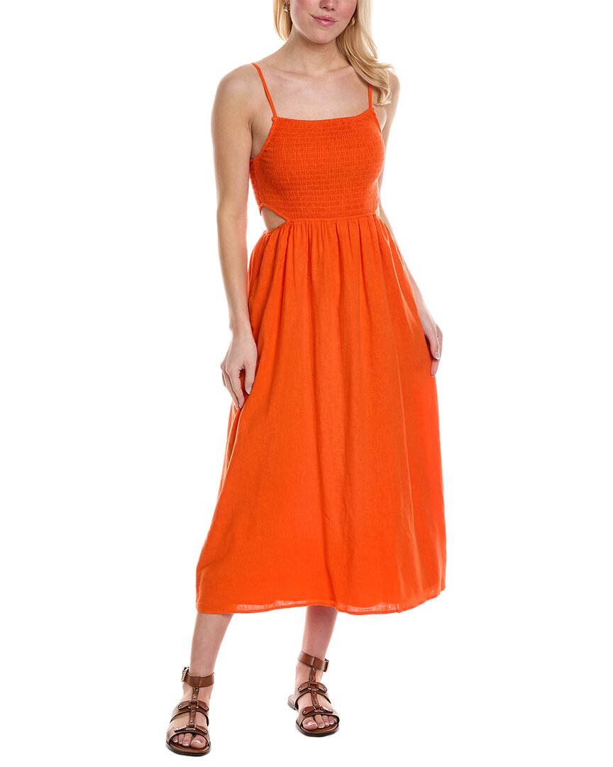 Shop Saltwater Luxe Tank Linen-blend Midi Dress In Orange