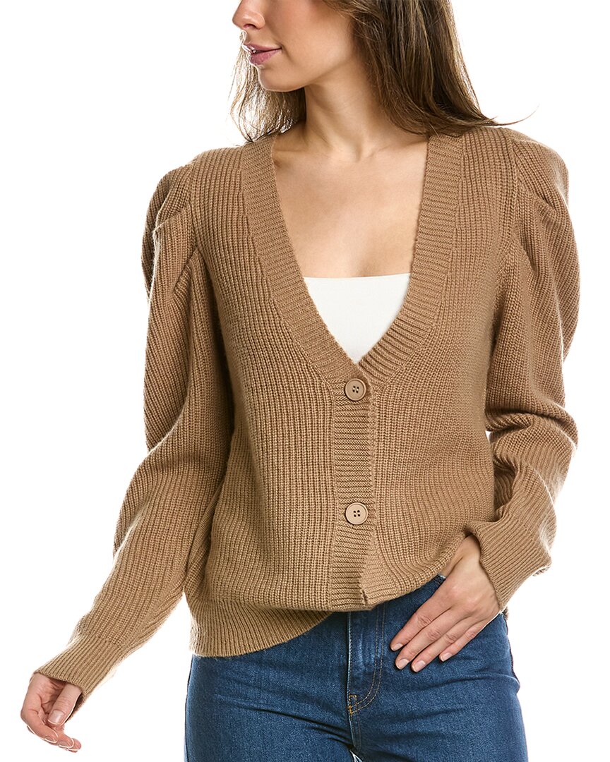 Shop Lea & Viola Puff Sleeve Wool & Cashmere-blend Sweater In Brown