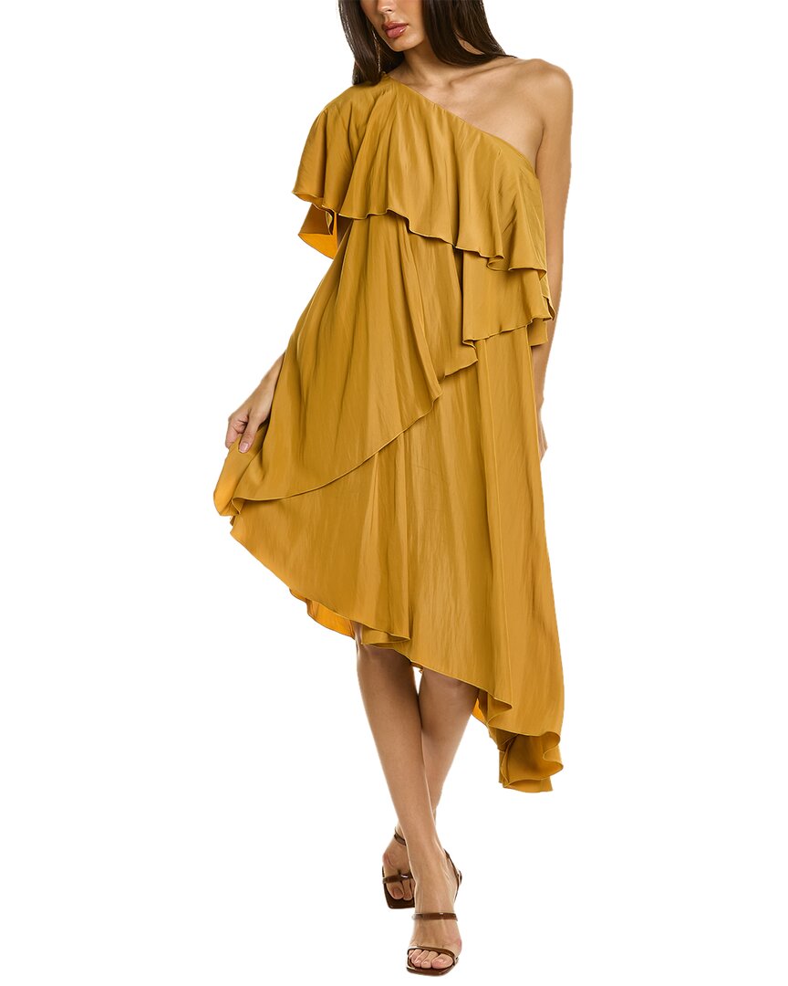 Shop Lanvin One-shoulder Midi Dress