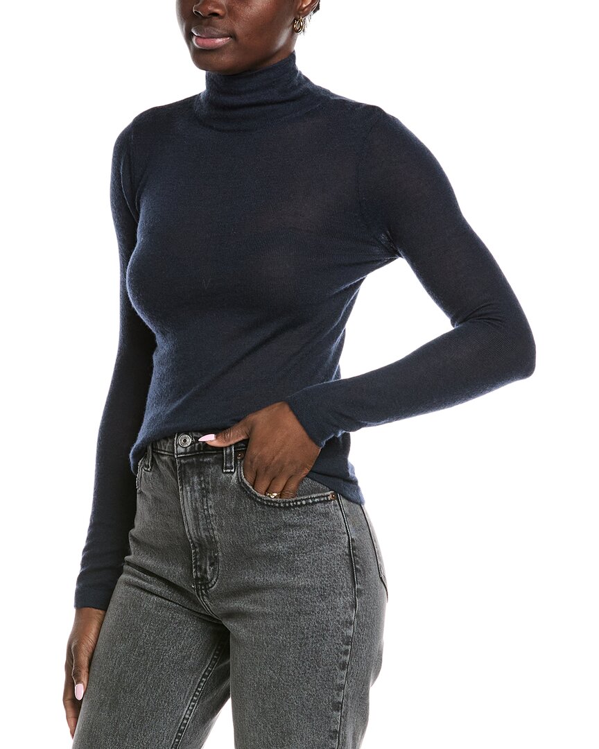 Autumn Cashmere Second Skin Sheer Mock Cashmere Sweater In Blue