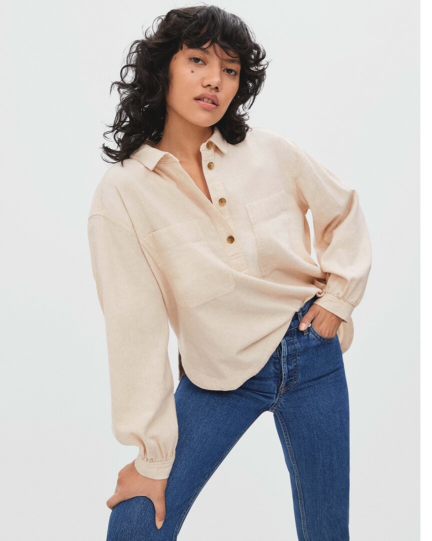 Everlane The Organic Flannel Popover In Neutral