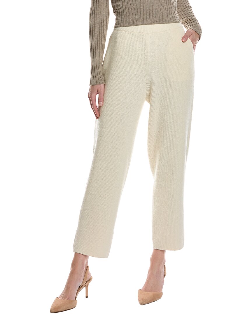 Lafayette 148 New York Ribbed Silk & Wool-blend Pant In White