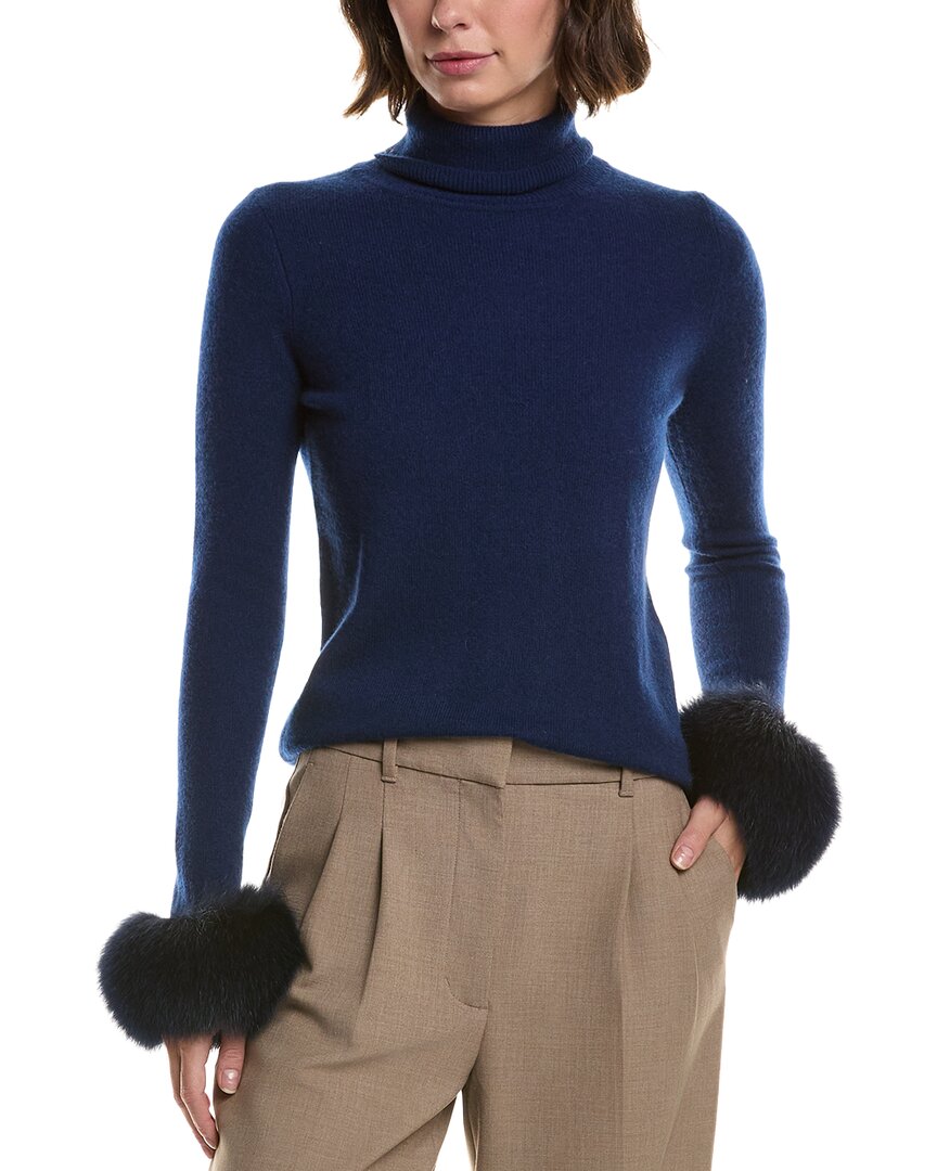 Sofiacashmere Turtleneck Cashmere Sweater In Blue