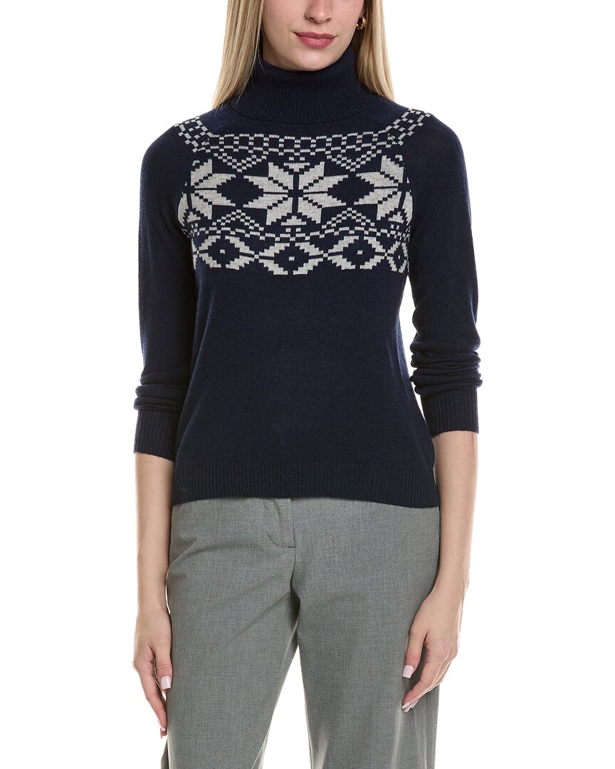 Sofiacashmere Fairisle Turtleneck Wool & Cashmere-blend Sweater In Blue