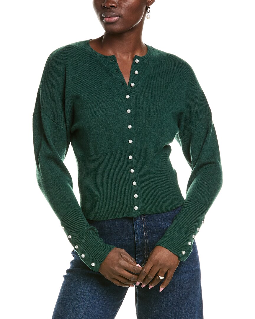 27 Miles Malibu Pearl Button Cashmere-blend Cardigan In Green