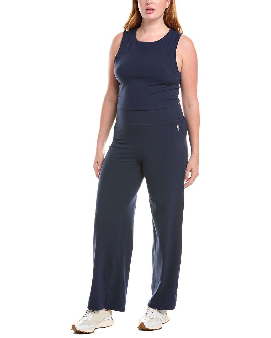 Free People Never Better Muscle Bundle Crop Top & Pants Set In Blue