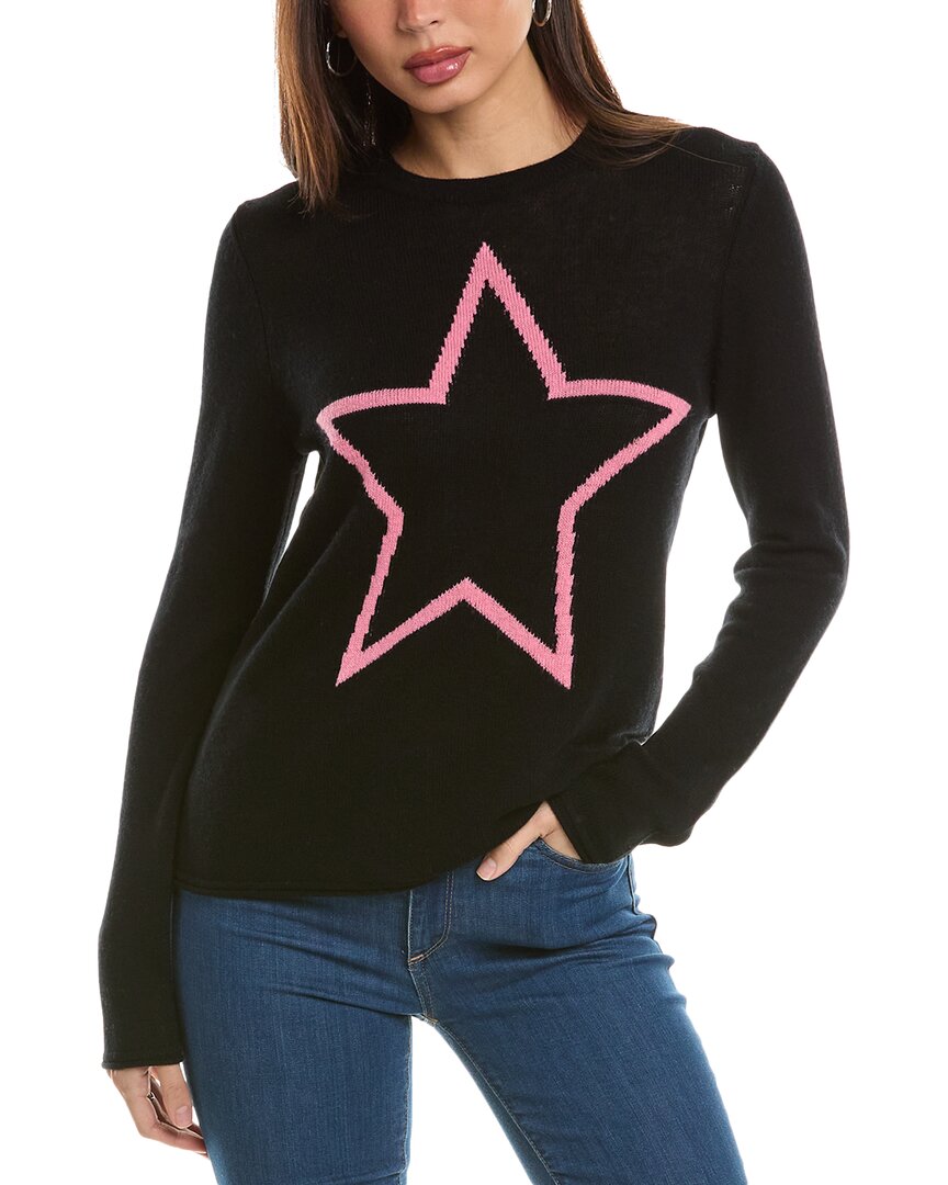 Hannah Rose Star Intarsia Wool & Cashmere-blend Sweater In Black