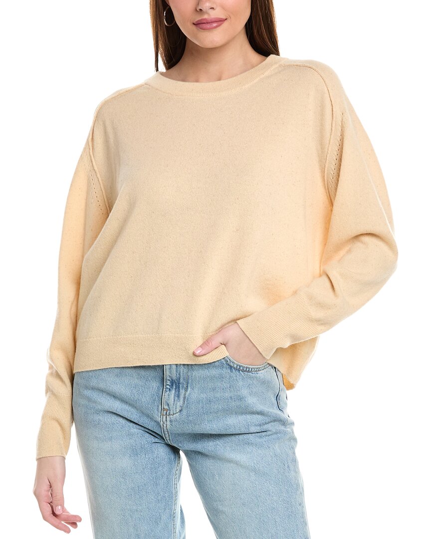 Hugo Boss Melange Sweater In Cashmere With Seam Details In Beige
