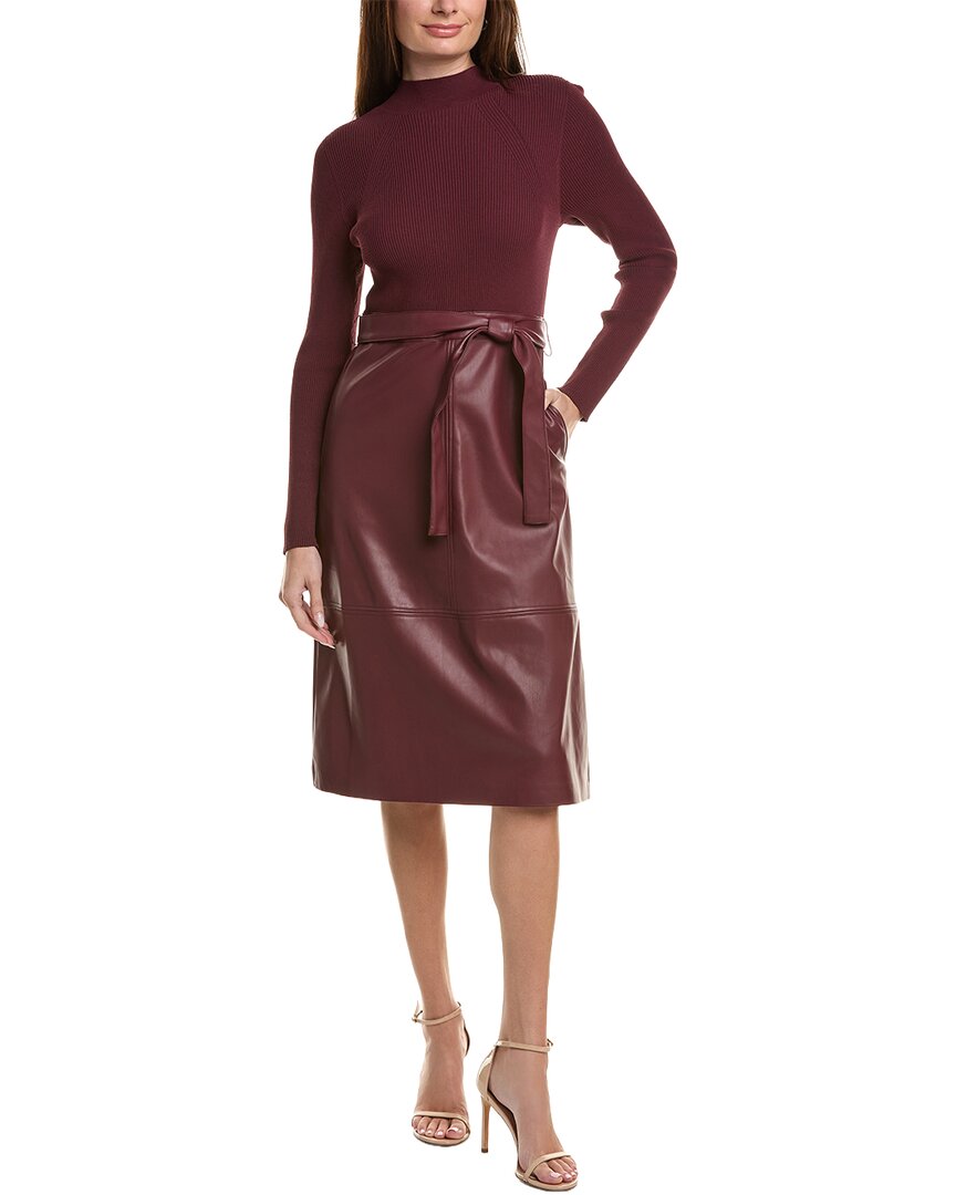 Ted Baker Mock Neck Midi Dress In Burgundy