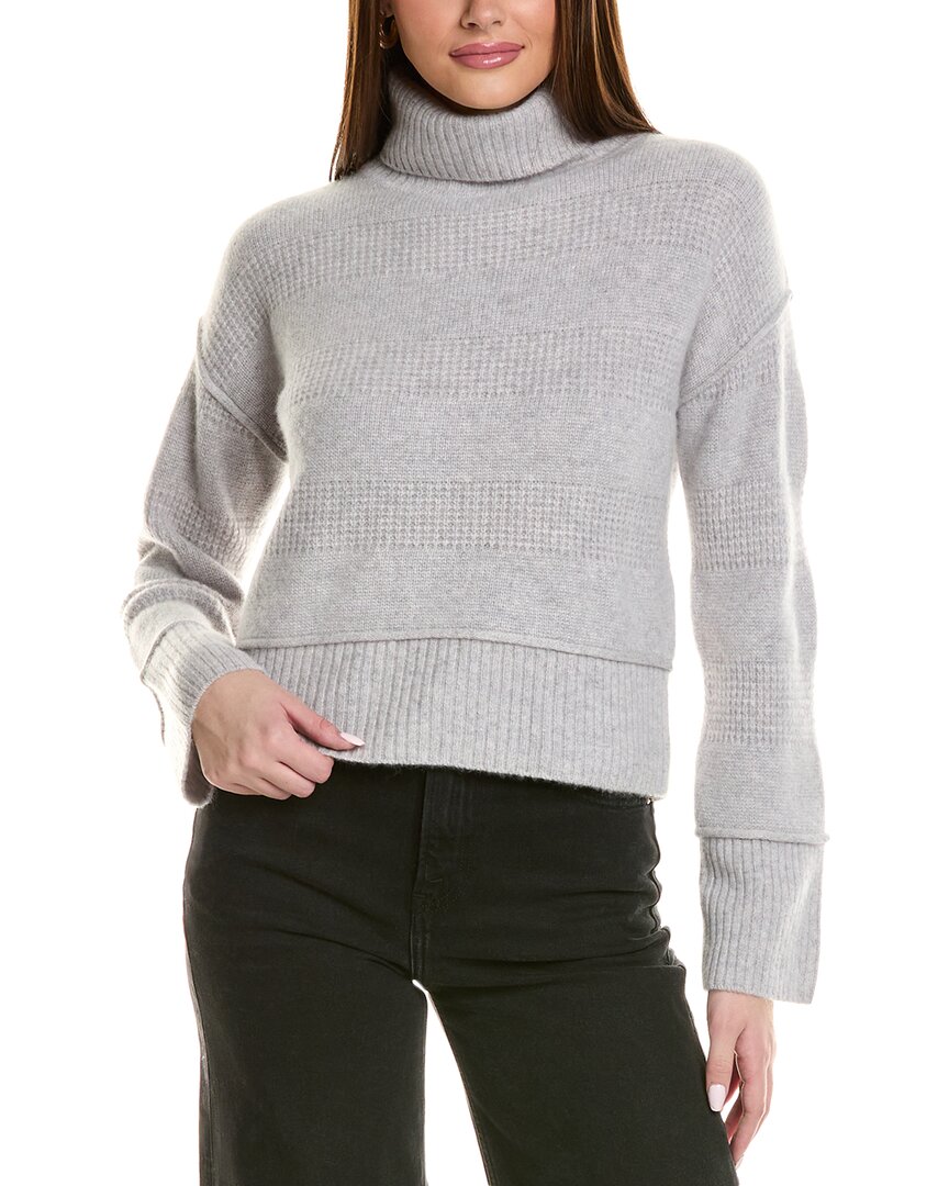 Design History Exposed Seam Turtleneck Cashmere Sweater In Grey