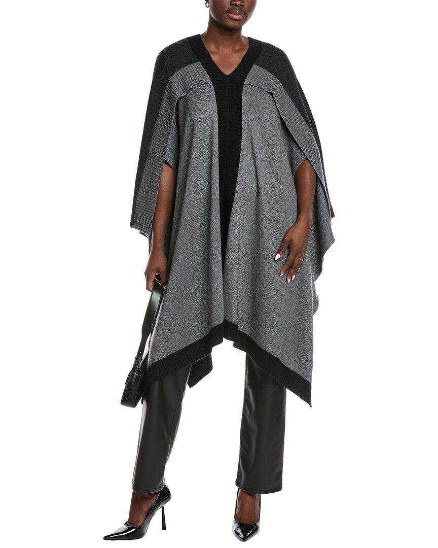 Autumn Cashmere Colorblocked Cashmere & Wool-blend Poncho In Black