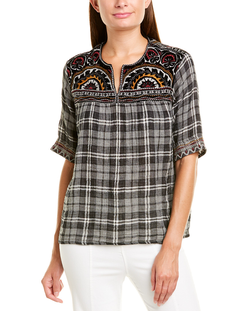 Image of Johnny Was Blair V-Neck Crop Blouse