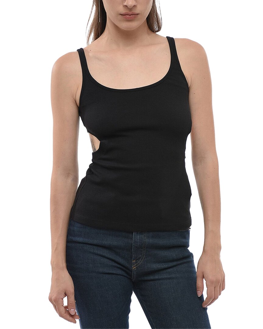 Off-white Ribbed Stretch Cotton Meteor Tank Top In Black