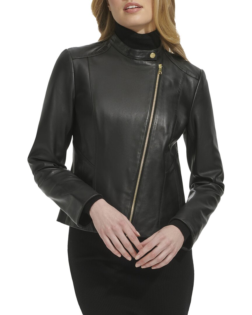 Cole Haan Cole Hann Stand Collar Racer Jacket In Black