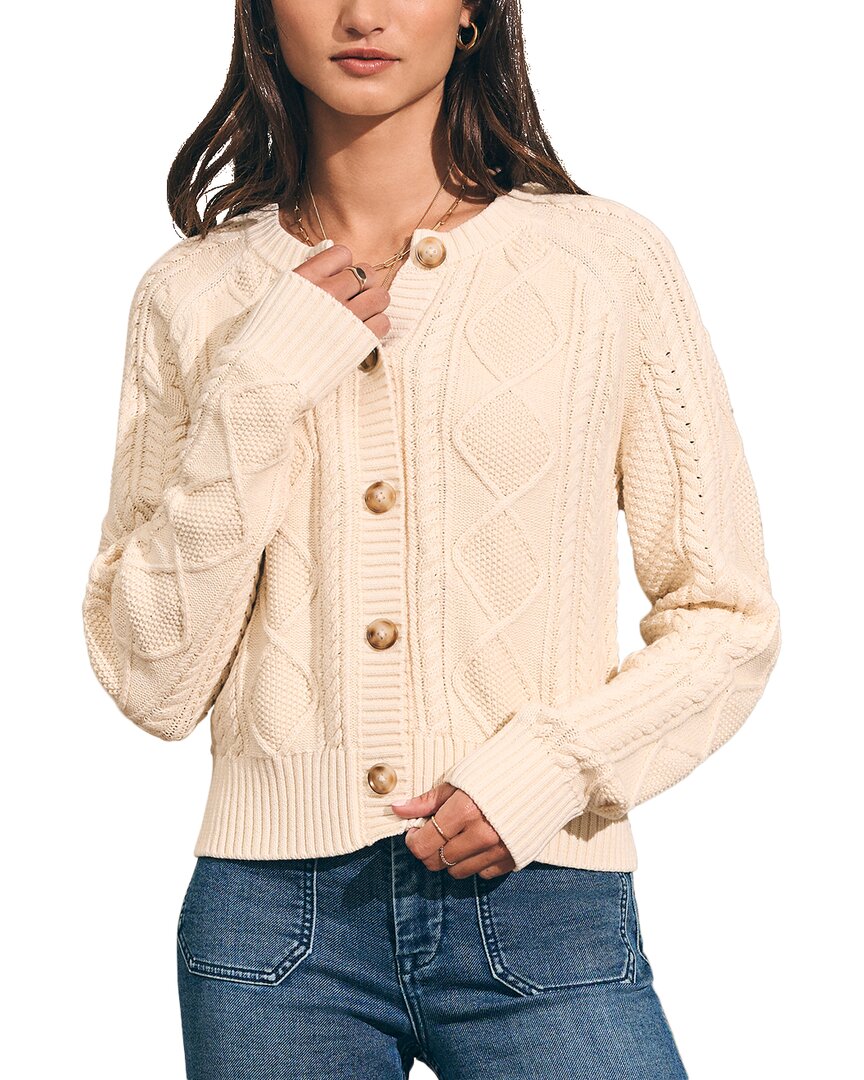 Faherty Sunwash Organic Cotton Cable Cardigan In White