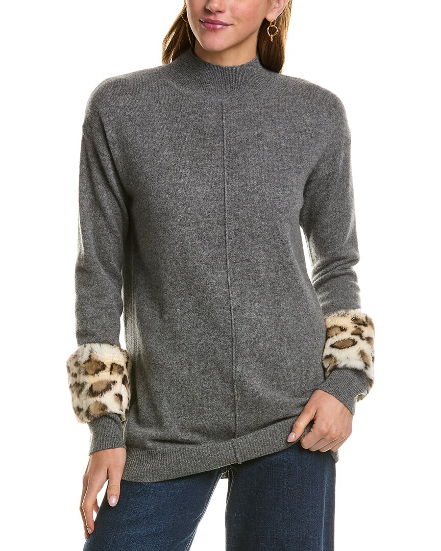 Meir Turtleneck Wool & Cashmere-blend Tunic Sweater In Grey