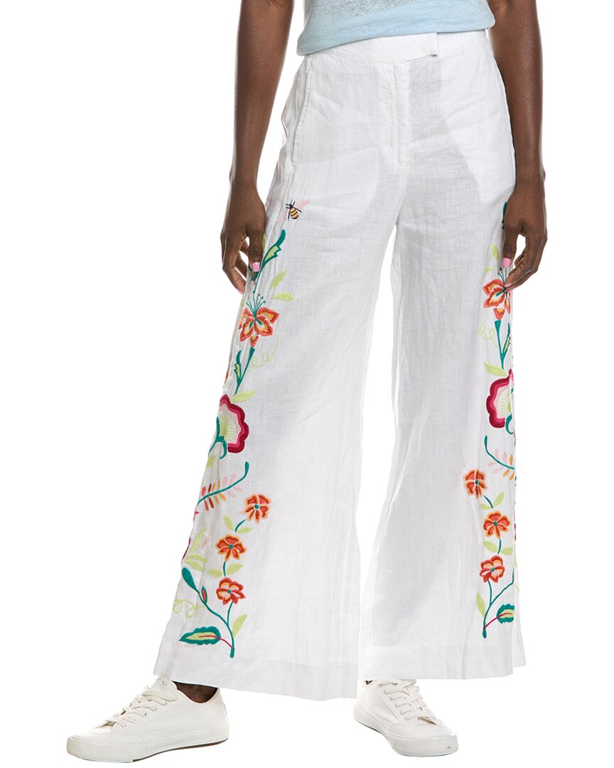 Johnny Was Plus Petite Averi Wide Leg Linen Pant In White