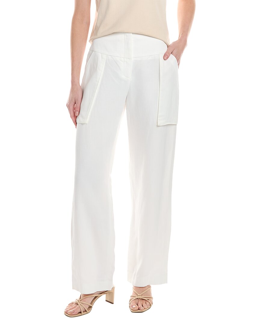 Shop Piazza Sempione Linen-blend Pant In White