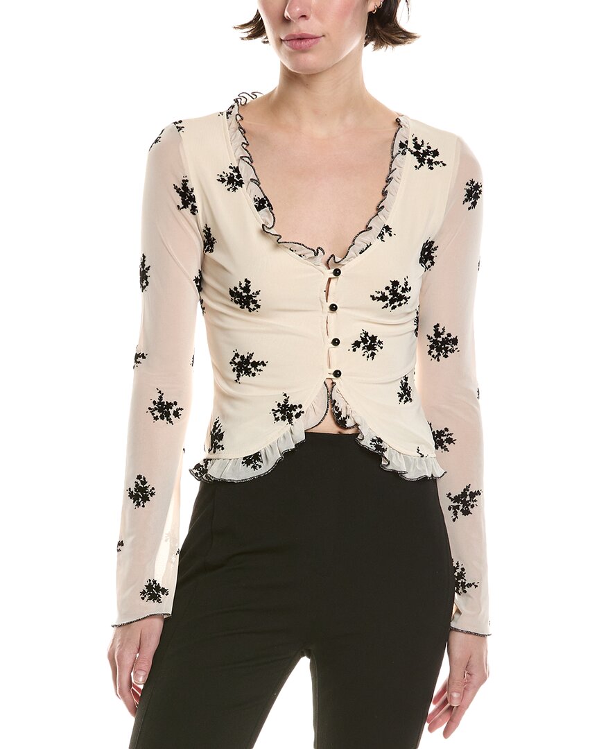 Abbey Mesh Floral Flocked Top