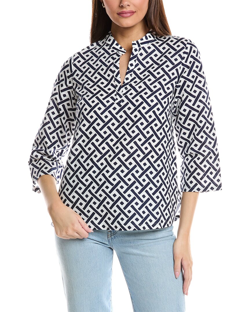 Shop Duffield Lane Hazel Linen-blend Tunic In Blue