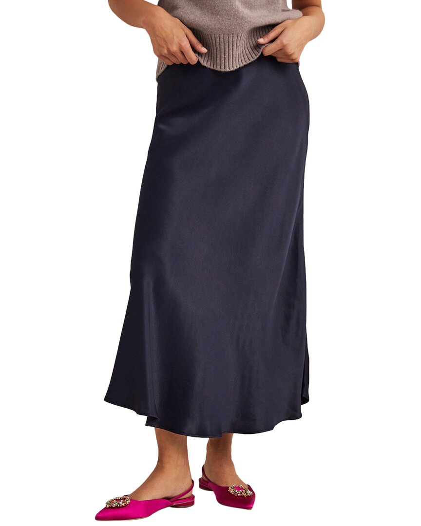Khaki Satin Bias Cut Skirt | WHISTLES |