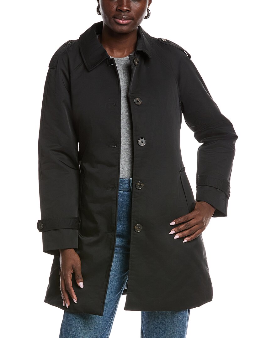 Ellen Tracy Quilted Classic Trench Coat In Black