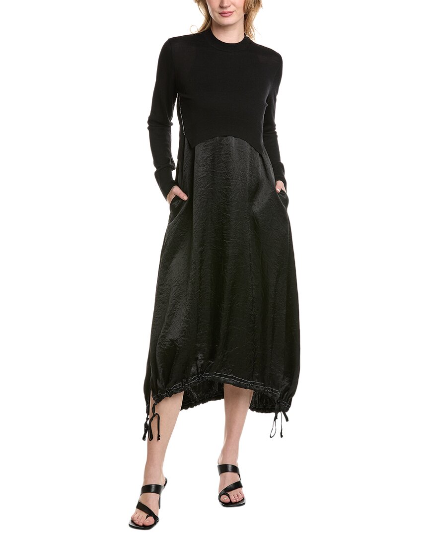 Allsaints Bee Twofer Wool Slip Dress In Black
