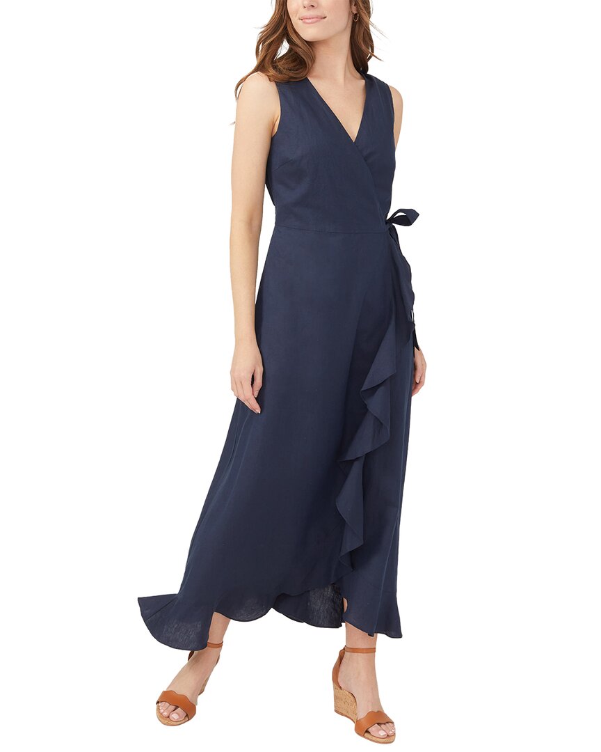 Shop J.mclaughlin Solid Cerise Linen-blend Dress