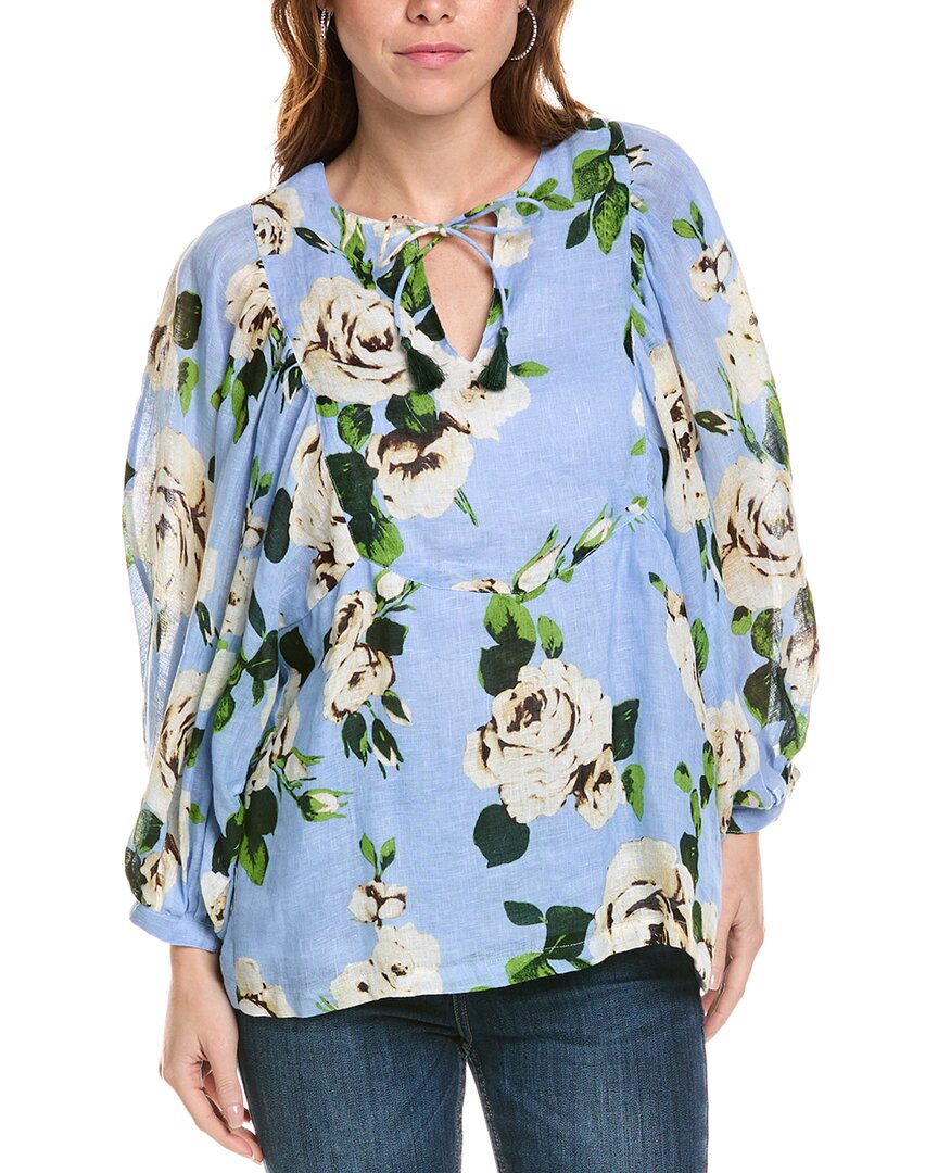 Samantha Sung Linen Blouse In Blue