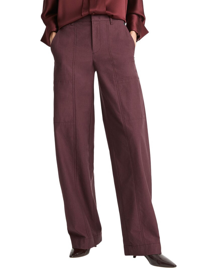Vince Raver Flannel Wide Leg Cargo Pants In Cinnamon In Burgundy