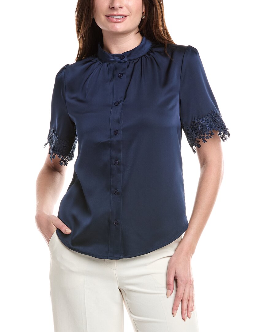 Gracia Satin Blouse In Blue