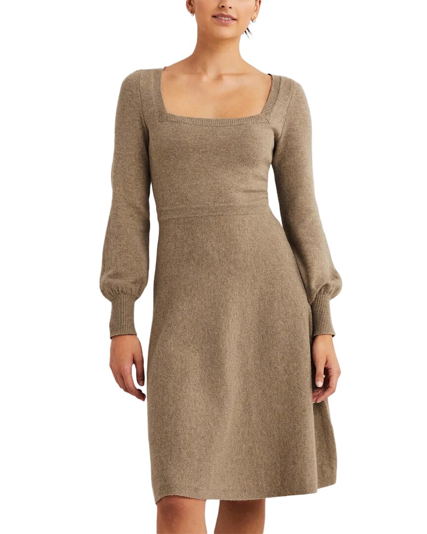 Boden Square Neck Wool Alpaca-blend Knitted Dress In Brown