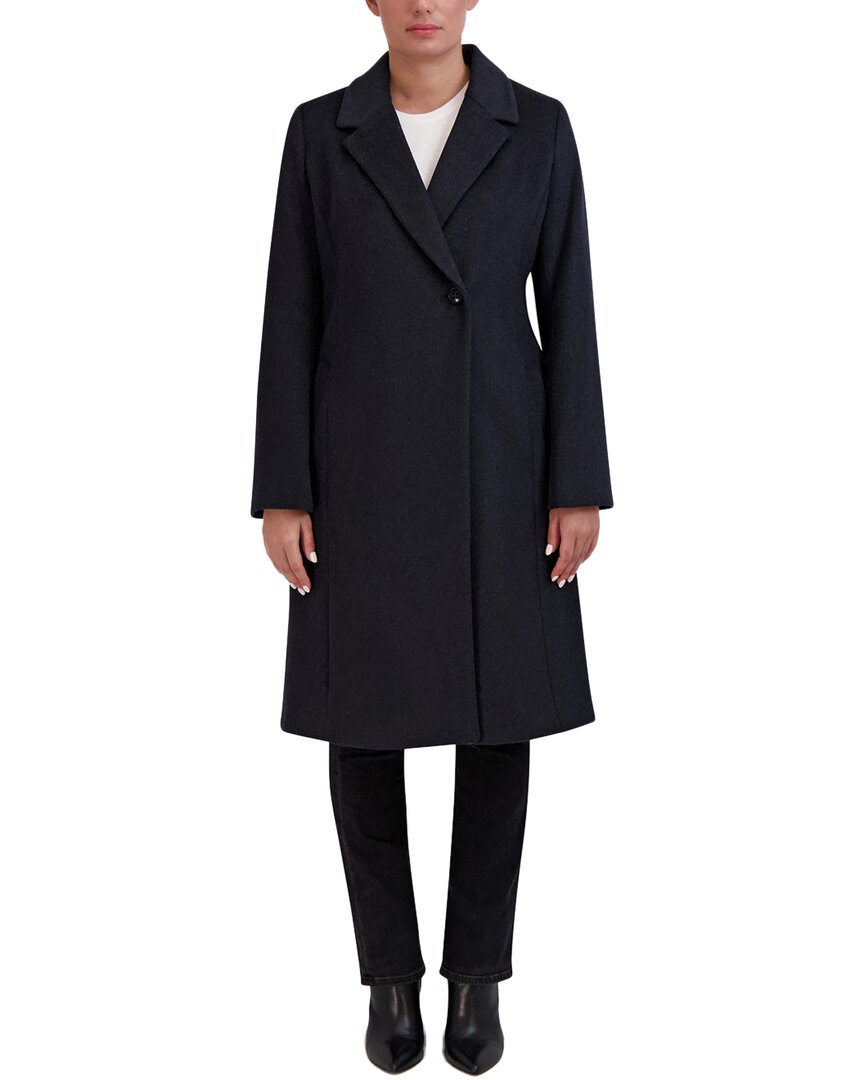 Cole Haan Signature Slick Asymmetric Wool-blend Coat In Blue