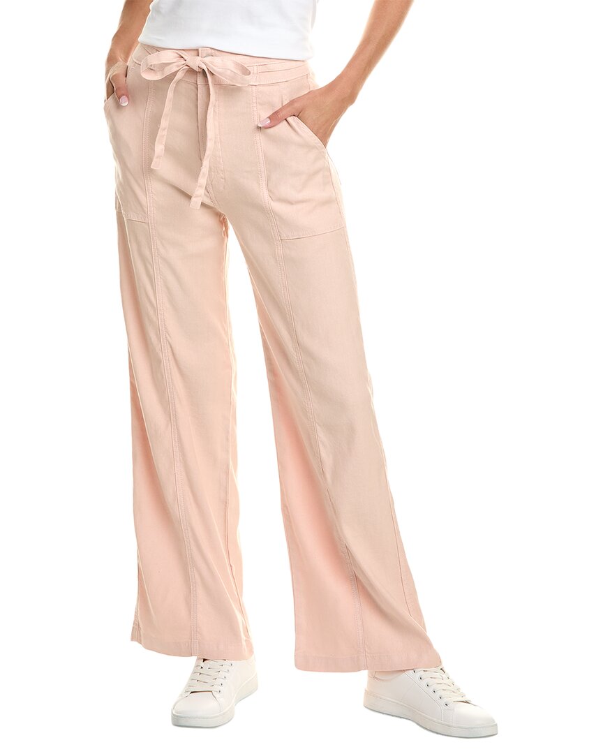 Hudson Jeans Cameo Rose Linen-blend Wide Leg Jean In Pink