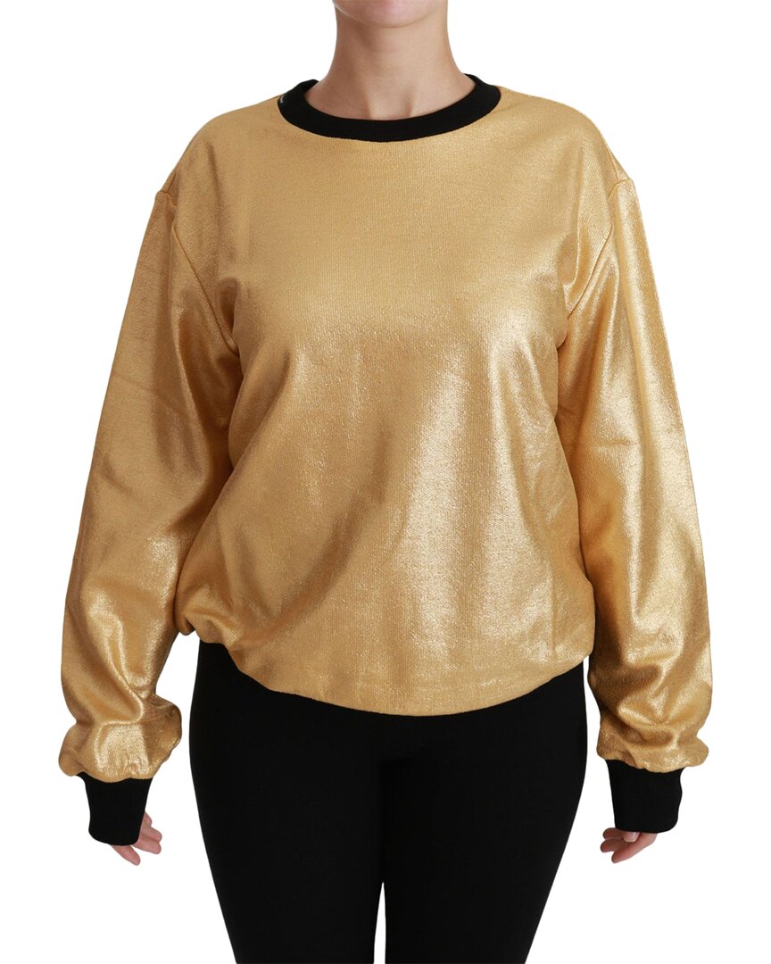 Shop Dolce & Gabbana Gold Cotton Crewneck Pullover Wome