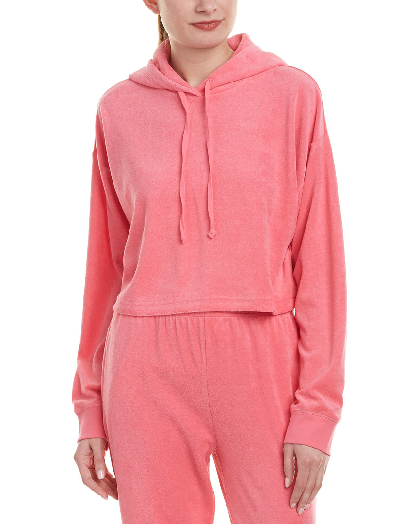 Shop Juicy Couture Micro-terry Hooded Pullover In Pink