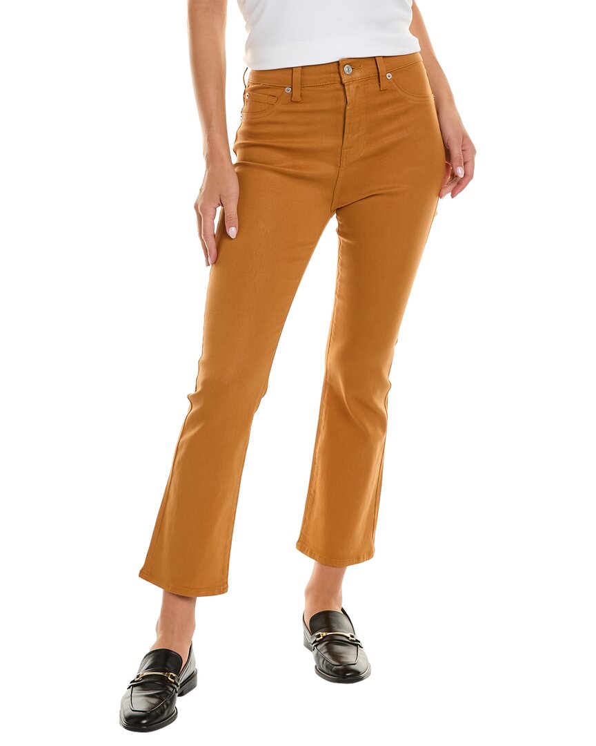 Shop 7 For All Mankind Coated Golden Tan High-rise Slim Kick Jean In Brown