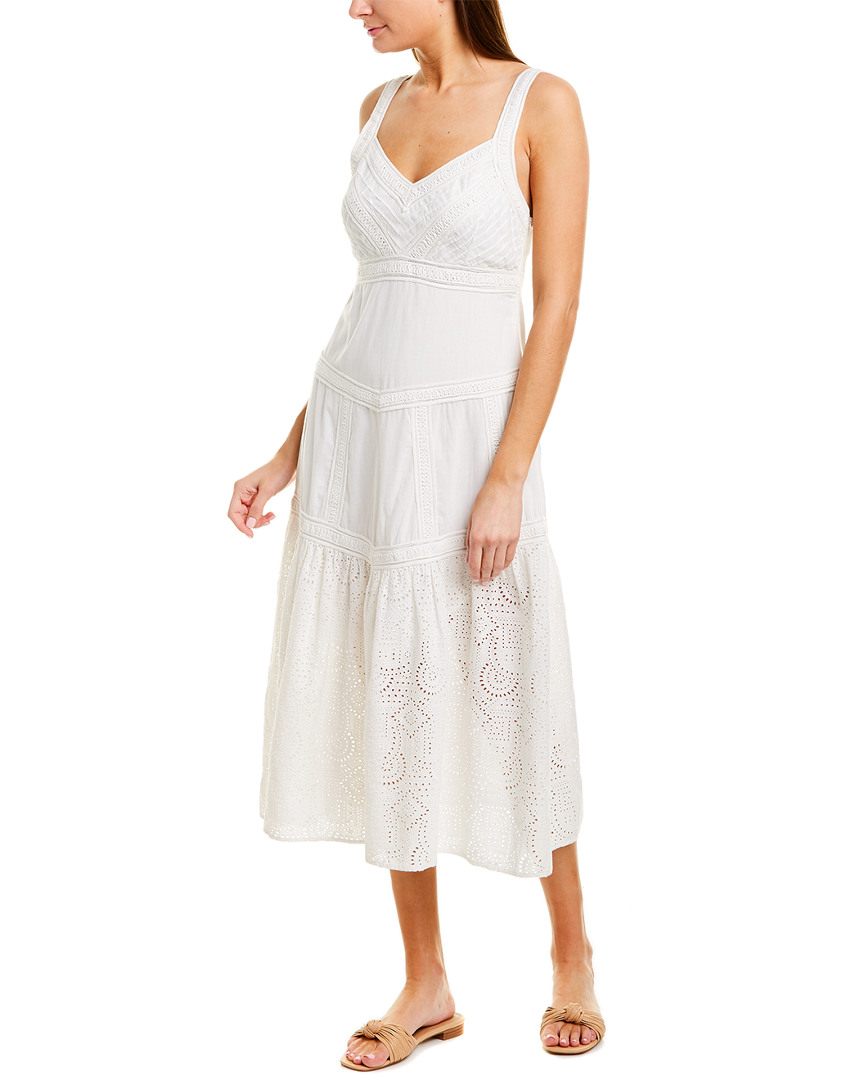 Image of Sea Ruffle Eyelet Midi Dress