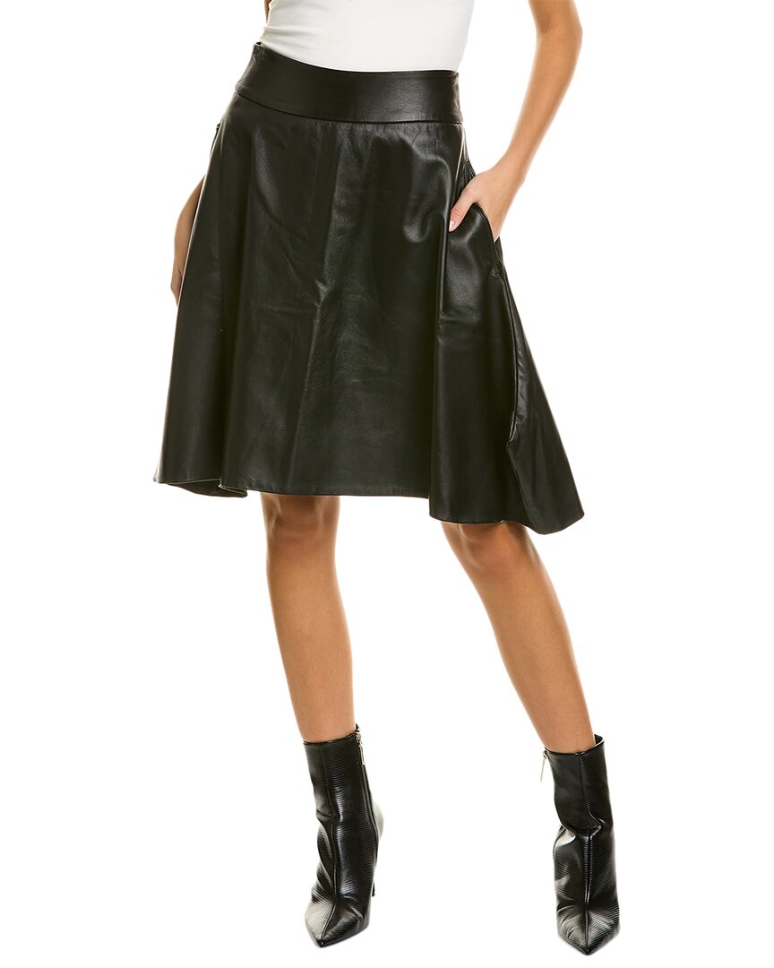 Shop Snider Knight Leather Wool-blend Skirt In Black