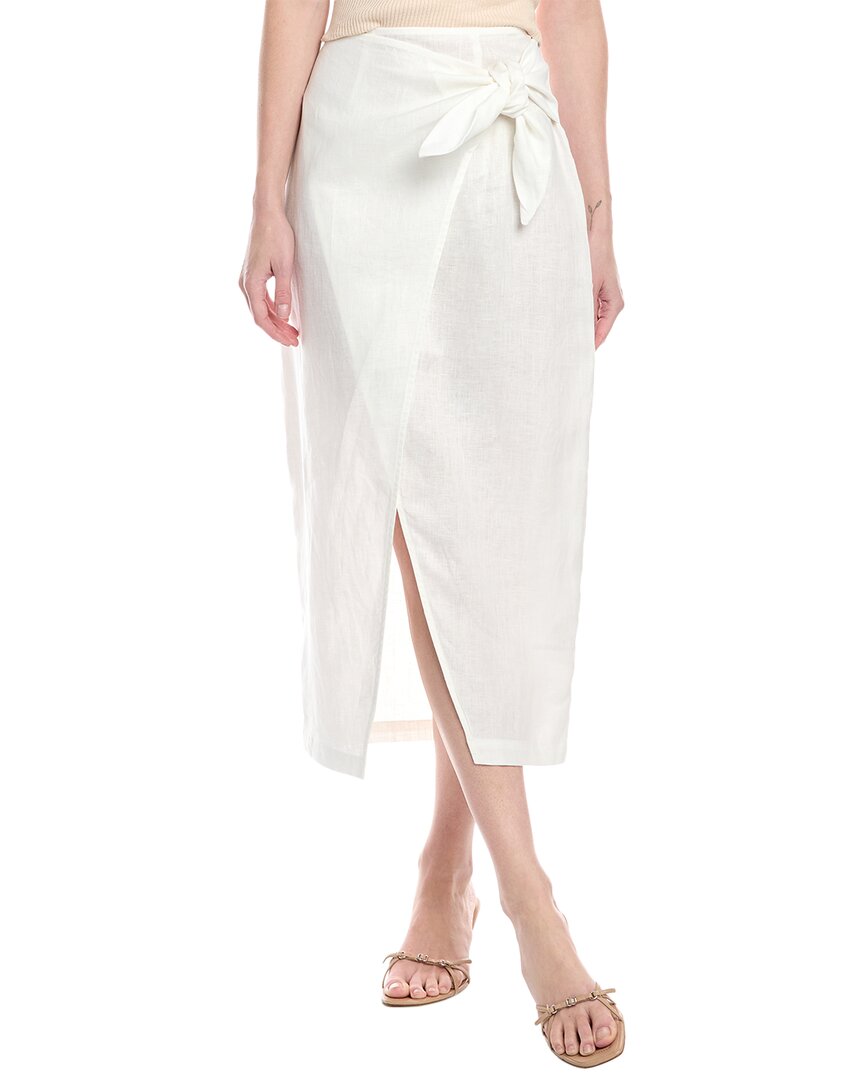 Enza Costa Linen Wrap Skirt In White